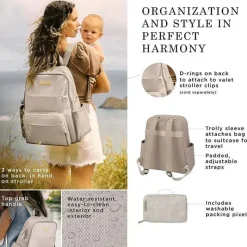 Petunia Pickle Bottom Gift For Mom|Diaper Backpacks*Petunia - Sync Backpack, Grey Matte Cable Stitch
