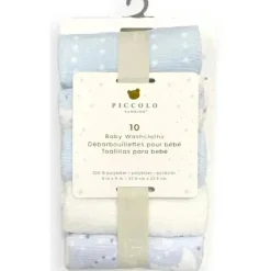 Piccolo Bambino Bath Gift Set|Baby Washcloths*- 10 Pk Washcloth Set Blue