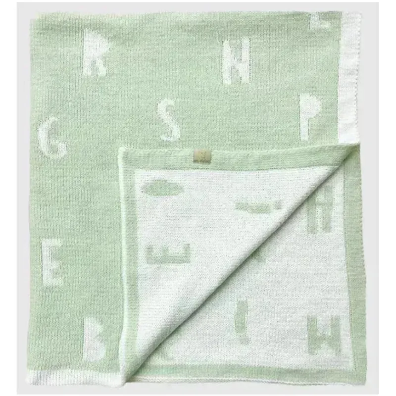 Piccolo Bambino Blankets & Quilts*- Feather Chenille Blanket Stroller Blanket On Wooden Hanger Green