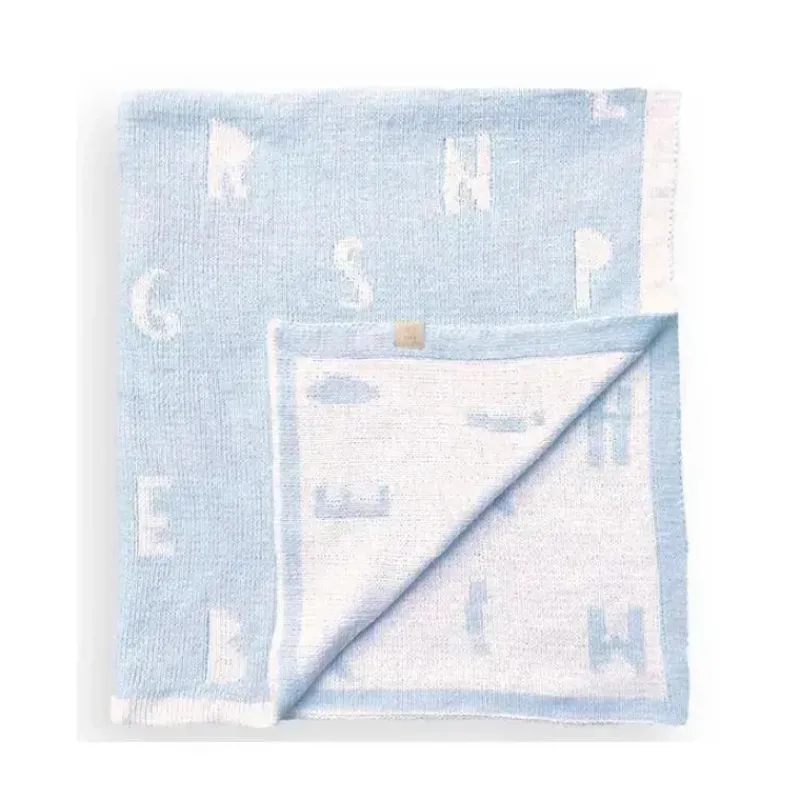 Piccolo Bambino Blankets & Quilts*- Feather Chenille Blanket Stroller Blanket On Wooden Hanger Blue