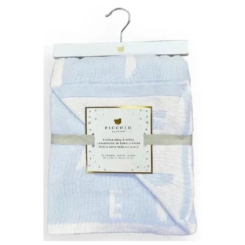 Piccolo Bambino Blankets & Quilts*- Feather Chenille Blanket Stroller Blanket On Wooden Hanger Blue