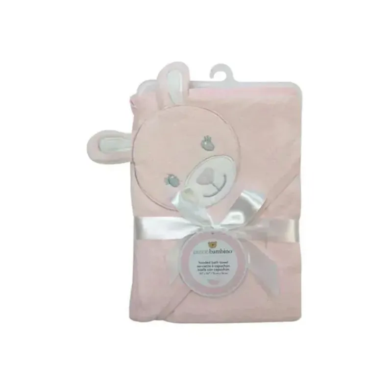 Piccolo Bambino Baby Bath Towels*- Hooded Bath Towel, Pink Bunny