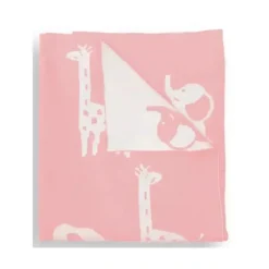 Piccolo Bambino Blankets & Quilts*- Jacquard Reversible Blanket On Wooden Hanger Pink