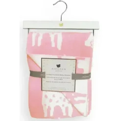 Piccolo Bambino Blankets & Quilts*- Jacquard Reversible Blanket On Wooden Hanger Pink