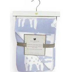 Piccolo Bambino Blankets & Quilts*- Jacquard Reversible Blanket On Wooden Hanger Blue