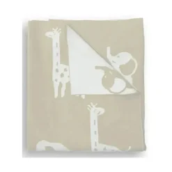 Piccolo Bambino Blankets & Quilts*- Jacquard Reversible Blanket On Wooden Hanger Beige