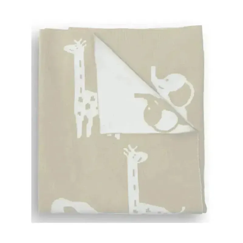 Piccolo Bambino Blankets & Quilts*- Jacquard Reversible Blanket On Wooden Hanger Beige