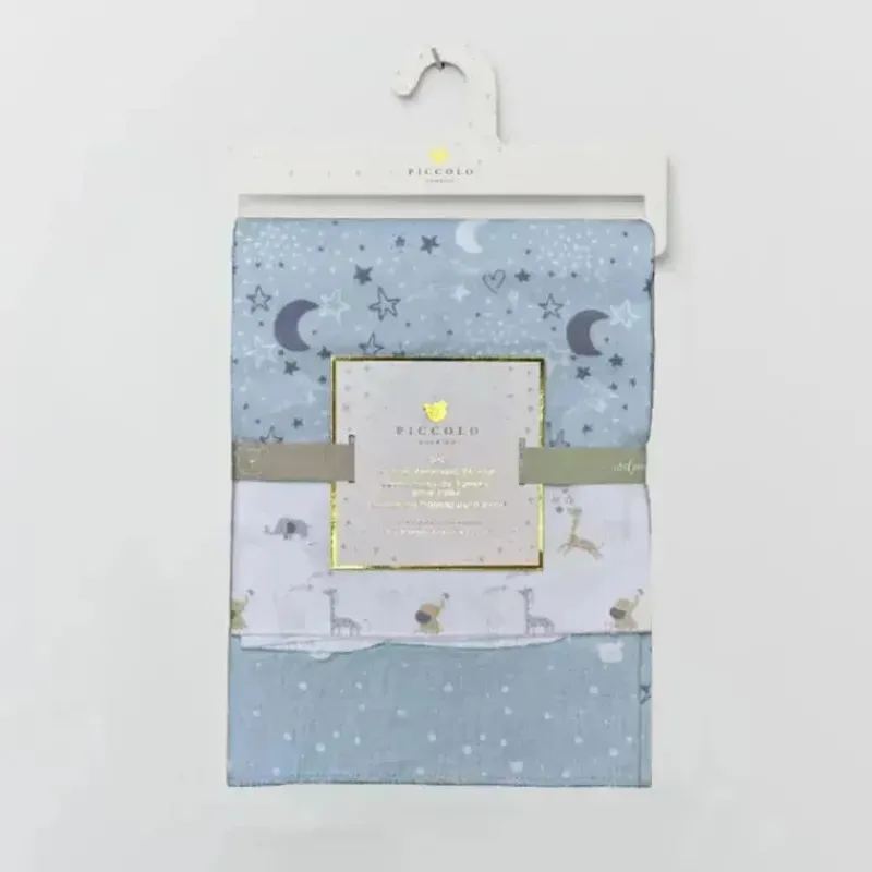 Piccolo Bambino Blankets & Quilts*- 3Pk Flannel Receiving Blankets Blue