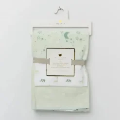 Piccolo Bambino Blankets & Quilts*- 3Pk Flannel Receiving Blankets Green