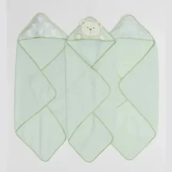 Piccolo Bambino Baby Bath Towels*- 3Pk Hooded Towel Green