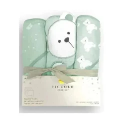 Piccolo Bambino Baby Bath Towels*- 3Pk Hooded Towel Green