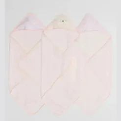 Piccolo Bambino Baby Bath Towels*- 3Pk Hooded Towel Pink