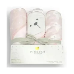Piccolo Bambino Baby Bath Towels*- 3Pk Hooded Towel Pink