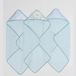 Piccolo Bambino Baby Bath Towels*- 3Pk Hooded Towel Blue