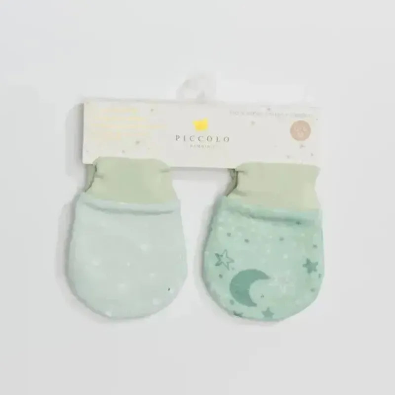 Piccolo Bambino Baby Gloves & Socks*- 2Pk Jersey Scratch Mitts Green