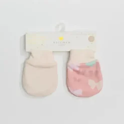 Piccolo Bambino Baby Gloves & Socks*- 2Pk Jersey Scratch Mitts Pink