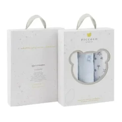 Piccolo Bambino Blanket Gift Set|Burp Cloths*- 3Pk Muslin Burp Cloth In Gift Box Blue