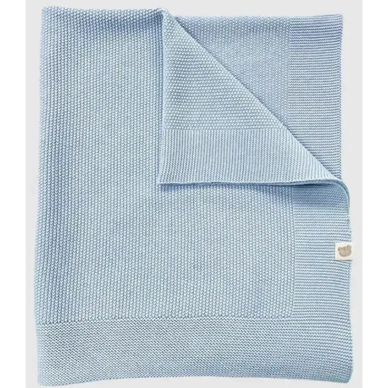 Piccolo Bambino Blankets & Quilts*- Sweater Knit Blanket On Wooden Hanger Blue