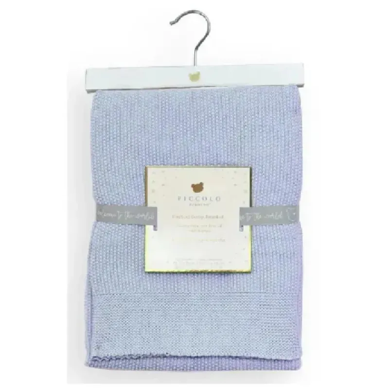 Piccolo Bambino Blankets & Quilts*- Sweater Knit Blanket On Wooden Hanger Blue