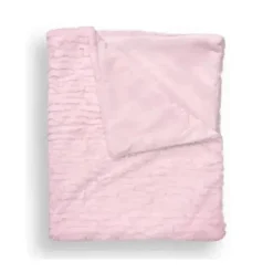 Piccolo Bambino Blankets & Quilts*- Textured Faux Fur Stroller Blanket On Wooden Hanger Pink