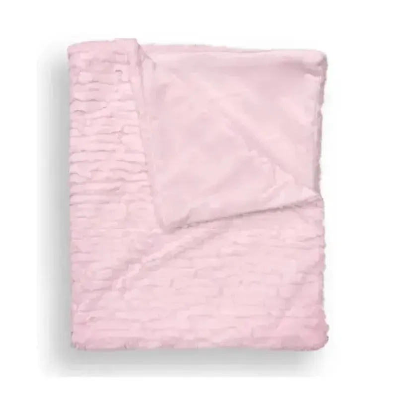 Piccolo Bambino Blankets & Quilts*- Textured Faux Fur Stroller Blanket On Wooden Hanger Pink