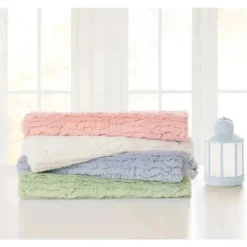 Piccolo Bambino Blankets & Quilts*- Textured Faux Fur Stroller Blanket On Wooden Hanger Pink