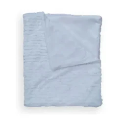Piccolo Bambino Blankets & Quilts*- Textured Faux Fur Stroller Blanket On Wooden Hanger Blue