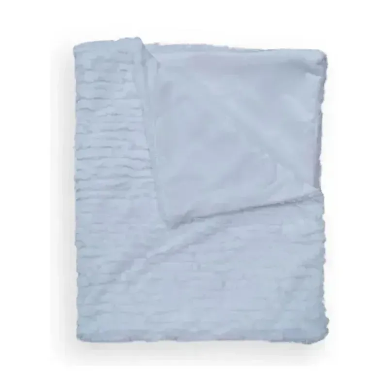 Piccolo Bambino Blankets & Quilts*- Textured Faux Fur Stroller Blanket On Wooden Hanger Blue