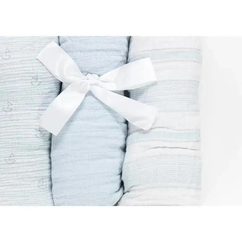 Piccolo Bambino Blankets & Quilts*Boy 3pk Muslin Swaddle Blankets In A Box