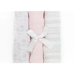 Piccolo Bambino Blankets & Quilts*Girl 3pk Muslin Swaddle Blankets In A Box