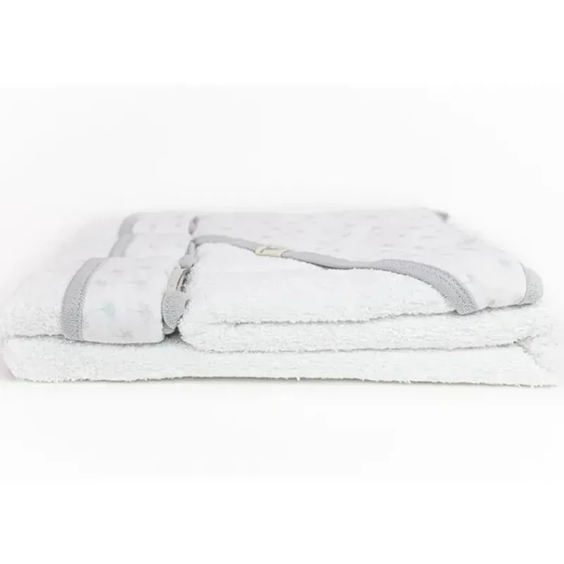 Piccolo Bambino Baby Bath Towels*Grey Dotted Baby Hooded Towel & 3 Baby Washcloths Set