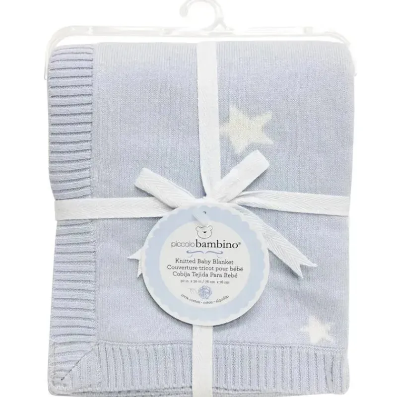 Piccolo Bambino Blankets & Quilts*Knitted Star Baby Blanket - Blue