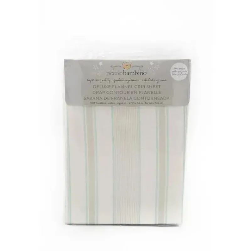 Piccolo Bambino Crib & Bed Sheets*Neutral Striped Baby Crib Sheet