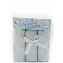 Piccolo Bambino Blankets & Quilts*3pk Different Patterns Muslin Swaddle Blankets Boy