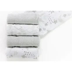 Piccolo Bambino Baby Washcloths*5pk Terry Baby Washcloth Set,Grey
