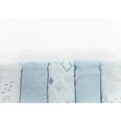 Piccolo Bambino Baby Washcloths*5pk Terry Baby Washcloth Set,Blue