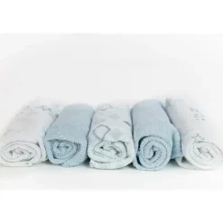 Piccolo Bambino Baby Washcloths*5pk Terry Baby Washcloth Set,Blue