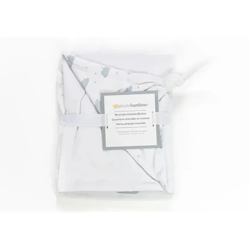 Piccolo Bambino Blankets & Quilts*Reversible Chamois Baby Blankets,Grey/Clouds