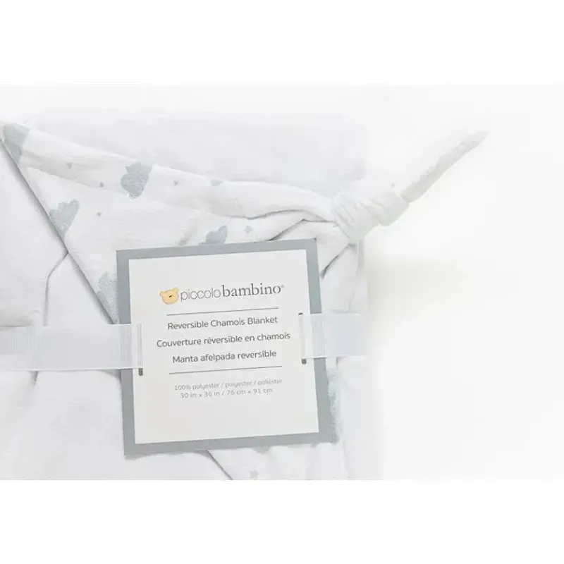 Piccolo Bambino Blankets & Quilts*Reversible Chamois Baby Blankets,Grey/Clouds