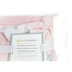 Piccolo Bambino Blankets & Quilts*Reversible Chamois Baby Blankets, Pink/Clouds