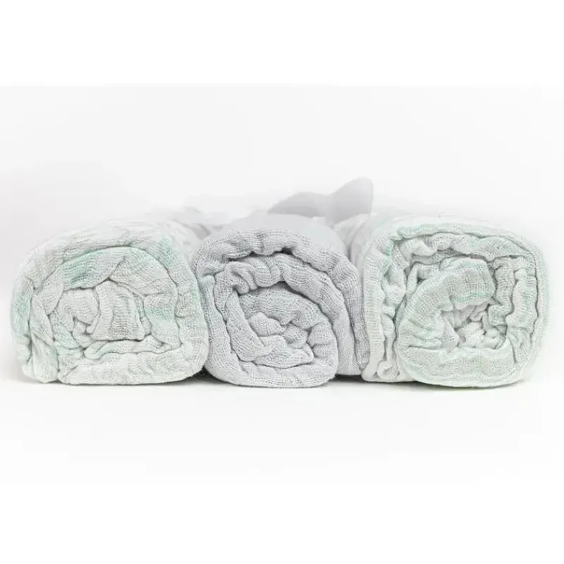 Piccolo Bambino Blankets & Quilts*Unisex 3pk Muslin Swaddle Blankets In A Box