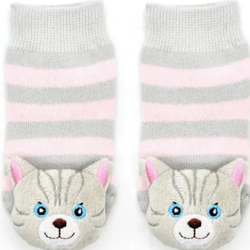Piero Liventi Baby Gloves & Socks*- Baby Cat Rattle Gripper Boogie Socks