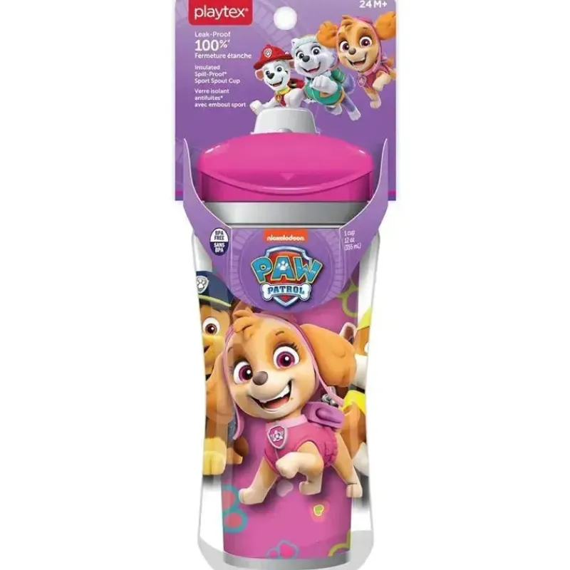 Playtex Paw Patrol|Straw, Sippy & Training Cups*- Baby Sipsters Stage 4 PAW Patrol Spout Cups, Spill-Proof, Leak-Proof, Break-Proof, Pink, 12 Oz, 1 Count