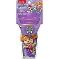 Playtex Paw Patrol|Straw, Sippy & Training Cups*- Baby Sipsters Stage 3 PAW Patrol Sippy Cups, Spill-Proof, Leak-Proof, Insulated, Glitter, Girl, 9 Oz, 1 Count