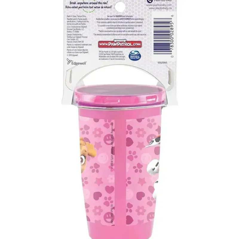 Playtex Paw Patrol|Straw, Sippy & Training Cups*- Sipsters Stage 2, 360 Degree Paw Patrol Spill-Proof, Leak-Proof, Break-Proof for Girls, Pack of 2