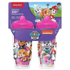 Playtex Paw Patrol|Straw, Sippy & Training Cups*- Sipsters Stage 3 Paw Patrol Spill-Proof, Leak-Proof, Break-Proof Spout Cup for Girls, 9 Ounce, Pack of 2