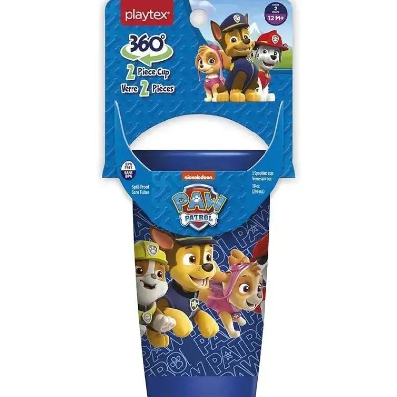 Playtex Paw Patrol|Straw, Sippy & Training Cups*- Sipsters Stage 2, 360 Degree Paw Patrol Spill-Proof, Leak-Proof, Break-Proof for Boys, Pack of 2