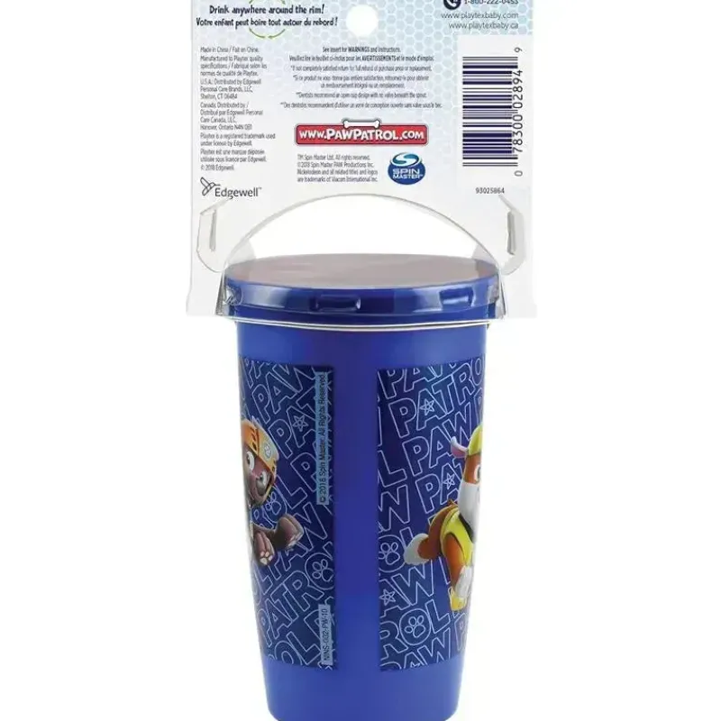 Playtex Paw Patrol|Straw, Sippy & Training Cups*- Sipsters Stage 2, 360 Degree Paw Patrol Spill-Proof, Leak-Proof, Break-Proof for Boys, Pack of 2