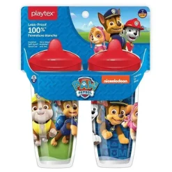 Playtex Paw Patrol|Straw, Sippy & Training Cups*- Sipsters Stage 3 Paw Patrol Spill-Proof, Leak-Proof, Break-Proof Spout Cup for Boys, 9 Ounce, Pack of 2, Red