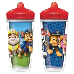 Playtex Paw Patrol|Straw, Sippy & Training Cups*- Sipsters Stage 3 Paw Patrol Spill-Proof, Leak-Proof, Break-Proof Spout Cup for Boys, 9 Ounce, Pack of 2, Red